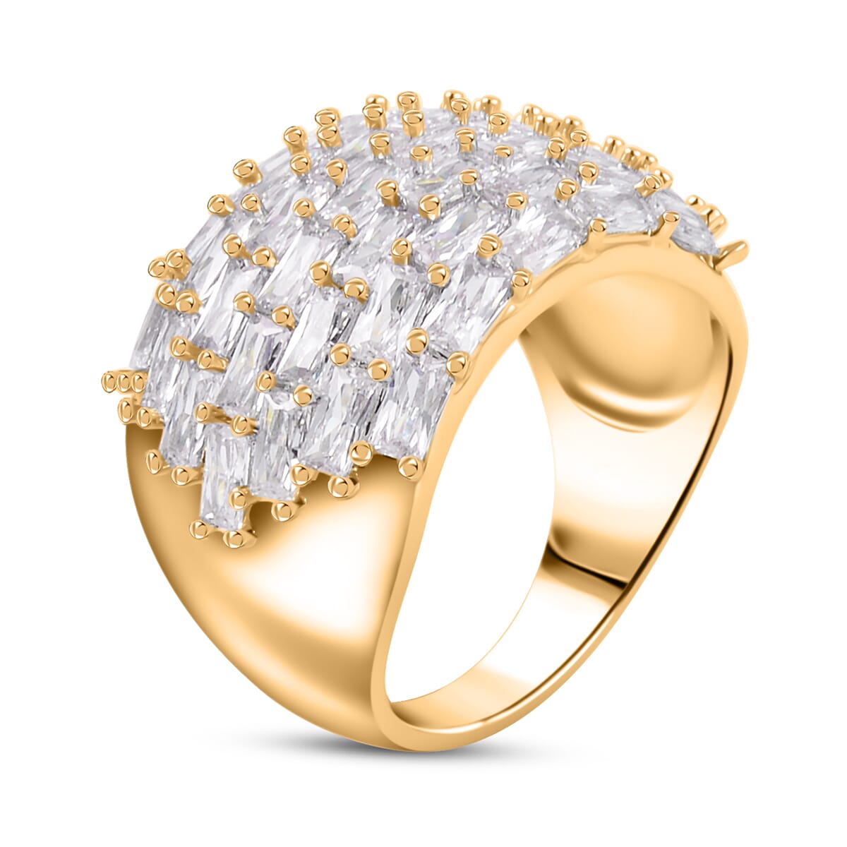 Simulated Diamond Dome Ring in Goldtone (Size 10.0) image number 3