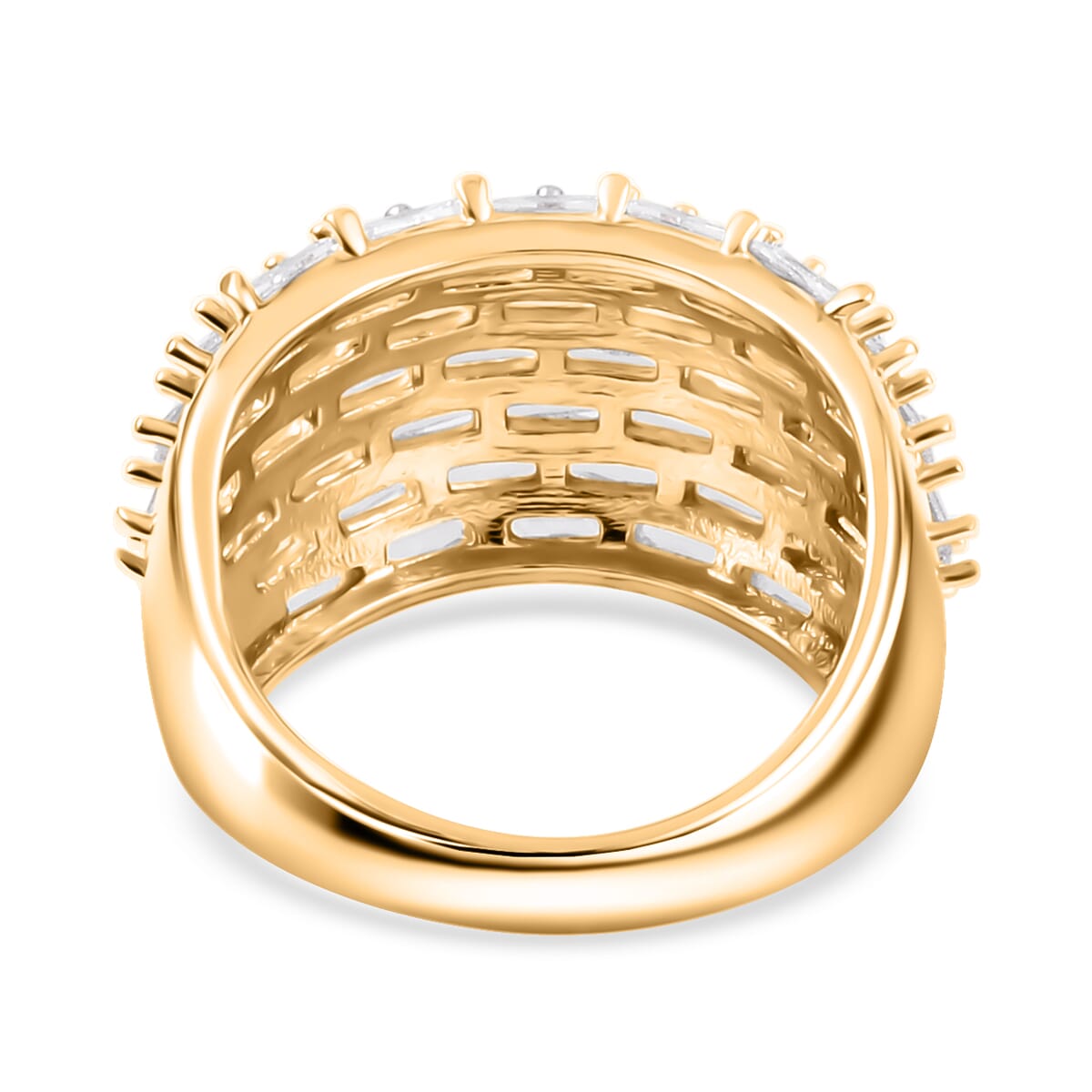 Simulated Diamond Dome Ring in Goldtone (Size 10.0) image number 4
