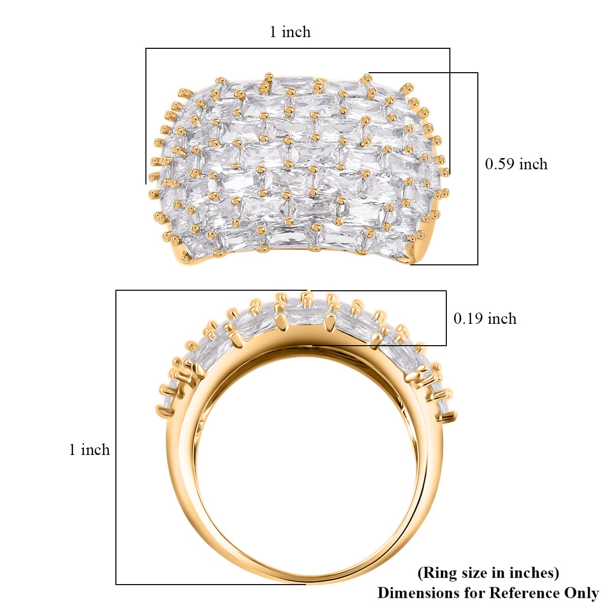 Simulated Diamond Dome Ring in Goldtone (Size 10.0) image number 5