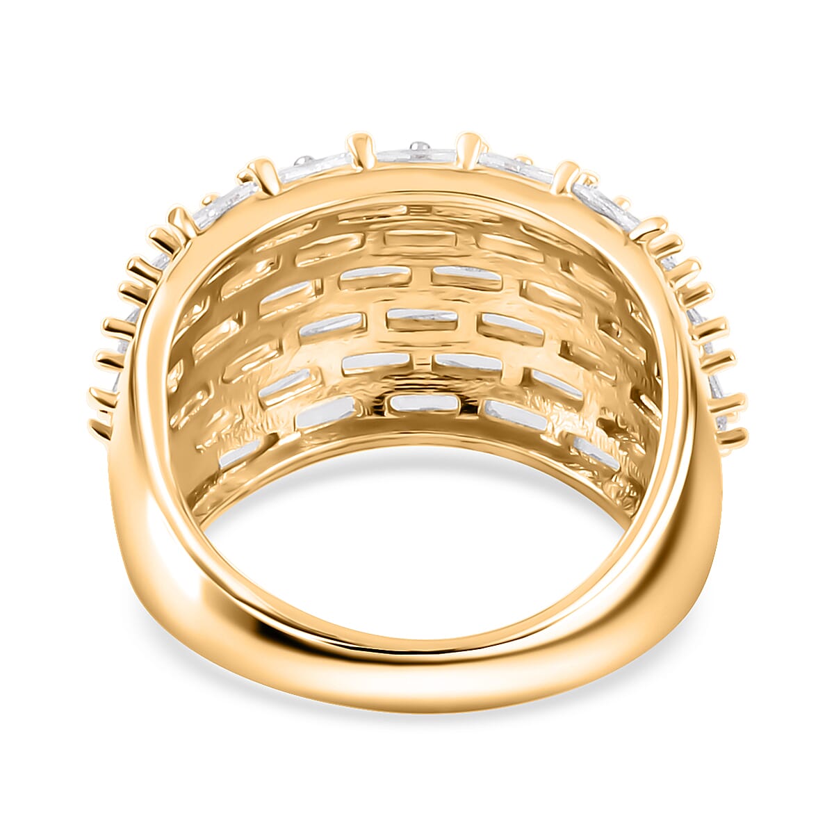 Simulated Diamond Dome Ring in Goldtone (Size 7.0) image number 4
