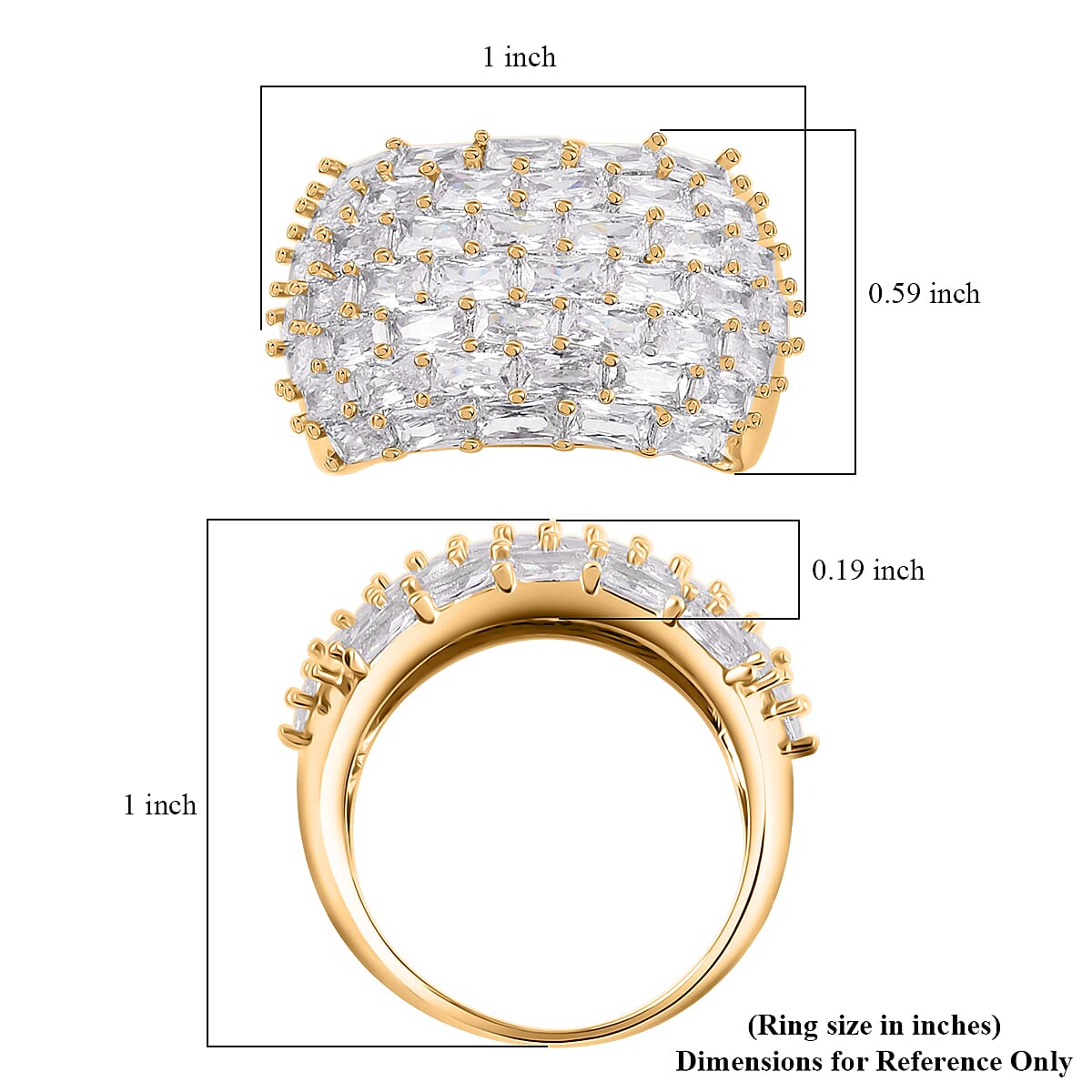 Simulated Diamond Dome Ring in Goldtone (Size 7.0) image number 5
