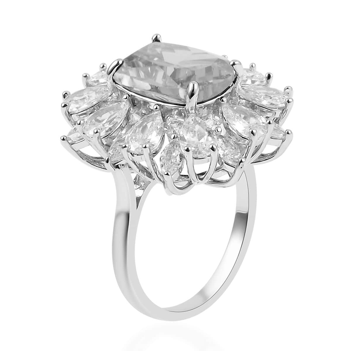 Simulated Yellow and White Diamond Halo Ring in Silvertone (Size 10.0) 4.00 ctw image number 3