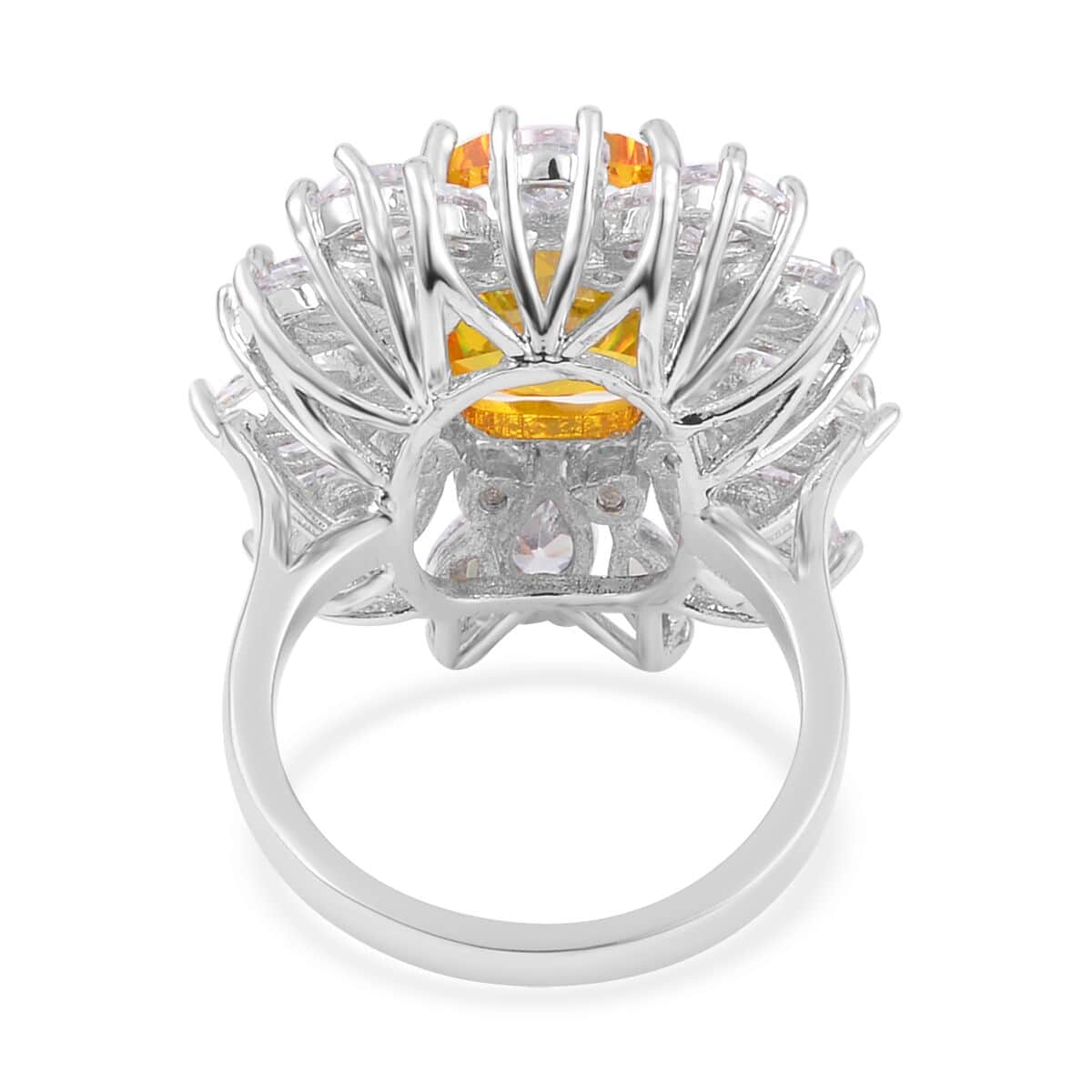 Simulated Yellow and White Diamond Halo Ring in Silvertone (Size 10.0) 4.00 ctw image number 4