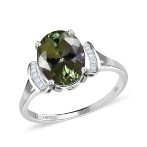 Luxoro 10K White Gold Premium Green Tanzanite and G-H I3 Diamond Ring (Size 6.0) 3.25 ctw 