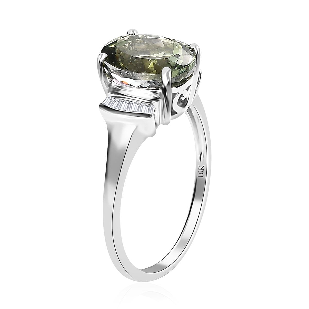Luxoro 10K White Gold Premium Green Tanzanite and G-H I3 Diamond Ring 3.25 ctw (Del. in 5-7 Days) image number 3