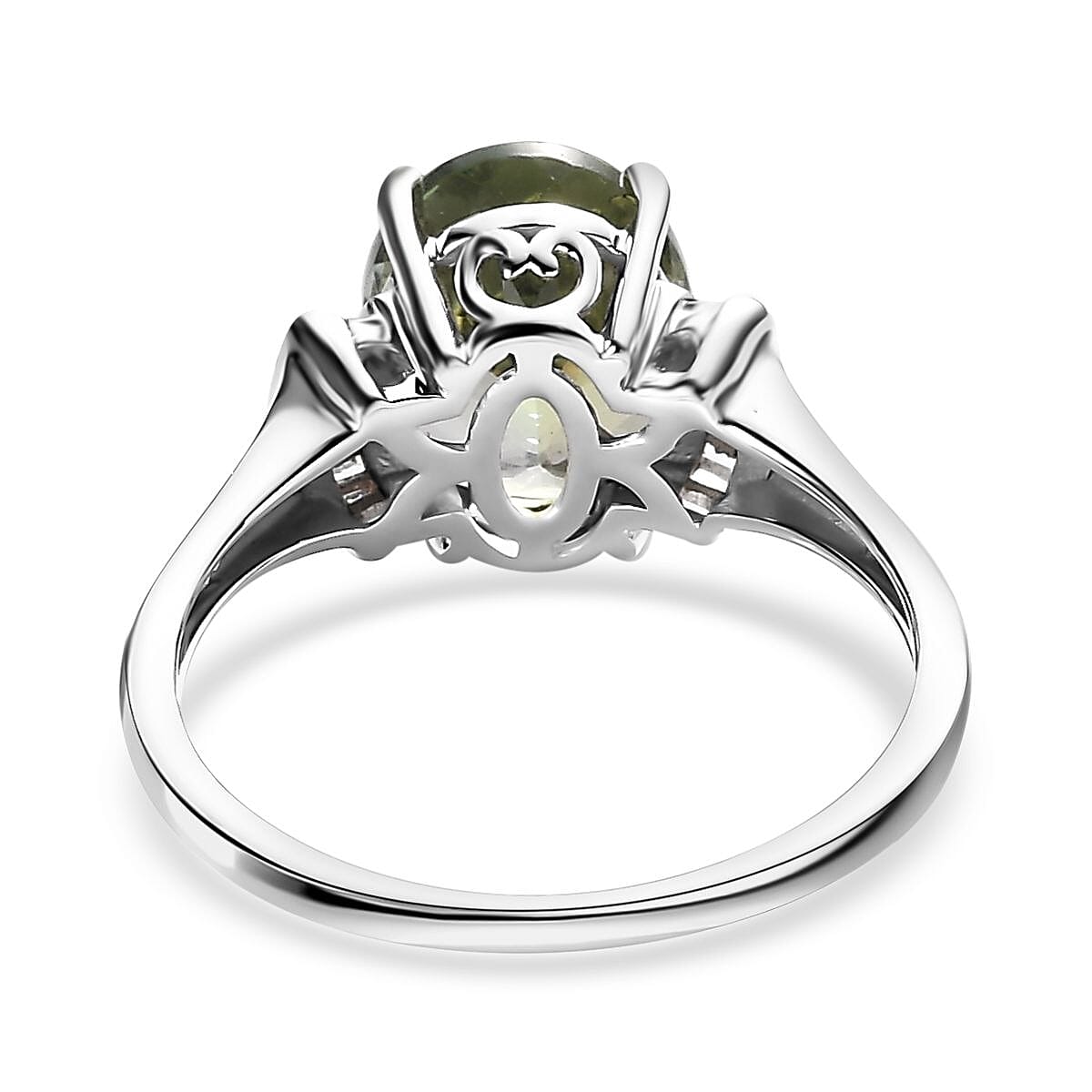 Luxoro 10K White Gold Premium Green Tanzanite and G-H I3 Diamond Ring 3.25 ctw (Del. in 5-7 Days) image number 4