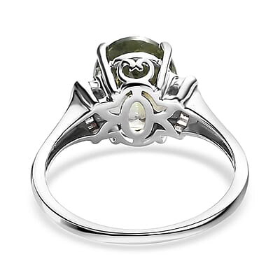 Luxoro 10K White Gold Premium Green Tanzanite and G-H I3 Diamond Ring (Size 6.0) 3.25 ctw 