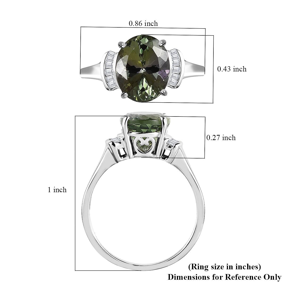 Luxoro 10K White Gold Premium Green Tanzanite and G-H I3 Diamond Ring (Size 6.0) 3.25 ctw 