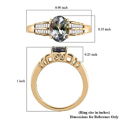 Luxoro 10K Yellow Gold Premium Green Tanzanite and G-H I3 Diamond Ring (Size 6.0) 1.90 ctw