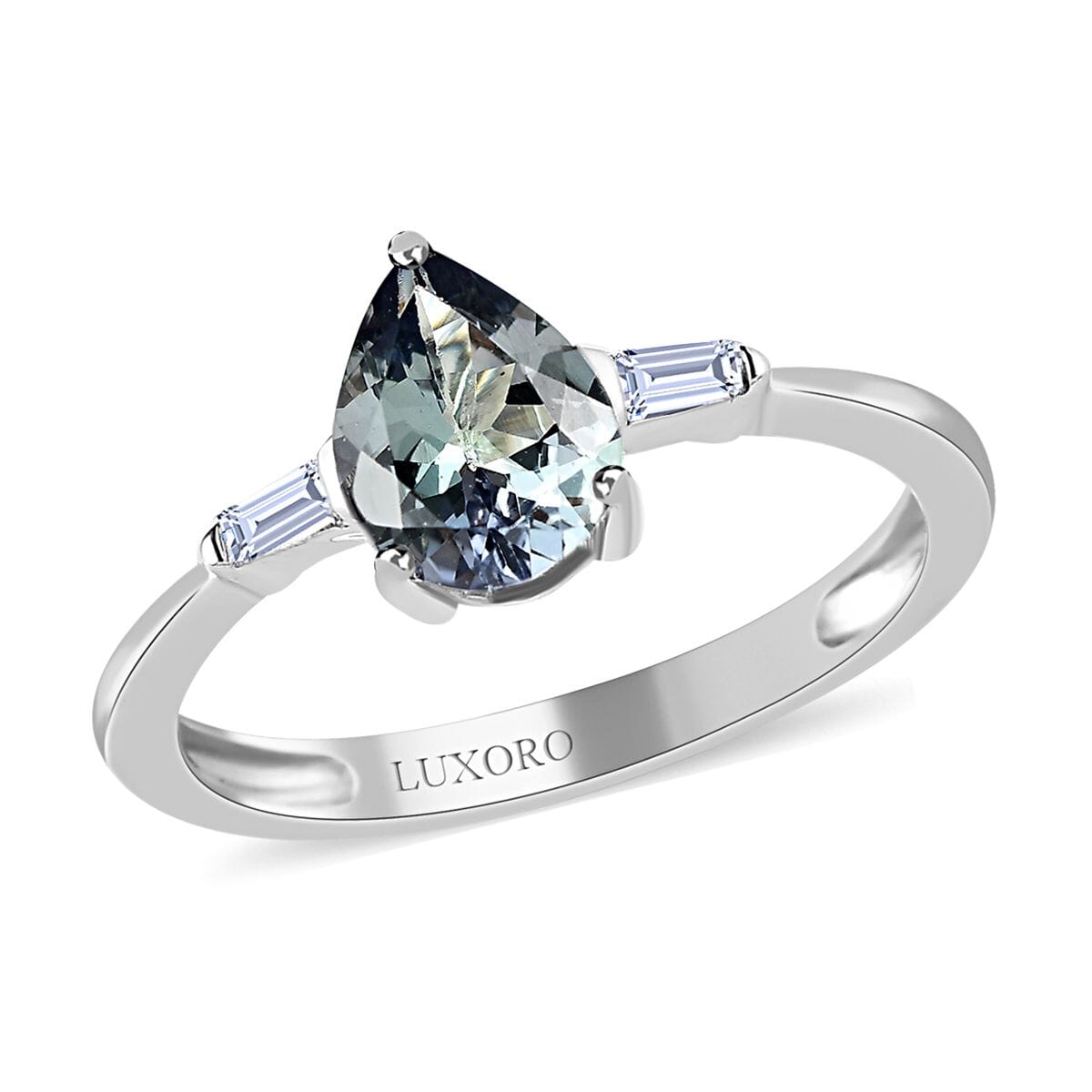 Luxoro 10K White Gold Premium Green Tanzanite and G-H I3 Diamond Ring 1.30 ctw image number 0
