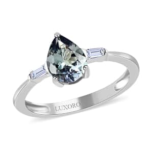 Luxoro 10K White Gold Premium Green Tanzanite and G-H I3 Diamond Ring (Size 10.0) 1.30 ctw 