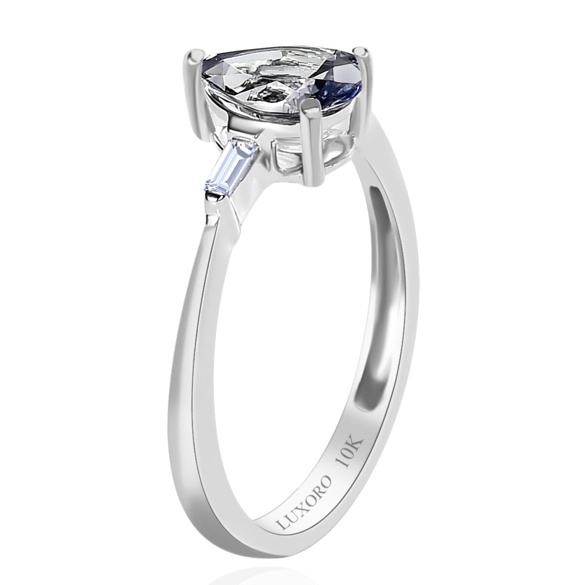 Luxoro 10K White Gold Premium Green Tanzanite and G-H I3 Diamond Ring 1.30 ctw image number 3