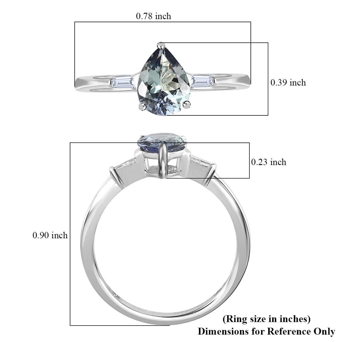 Luxoro 10K White Gold Premium Green Tanzanite and G-H I3 Diamond Ring 1.30 ctw image number 5