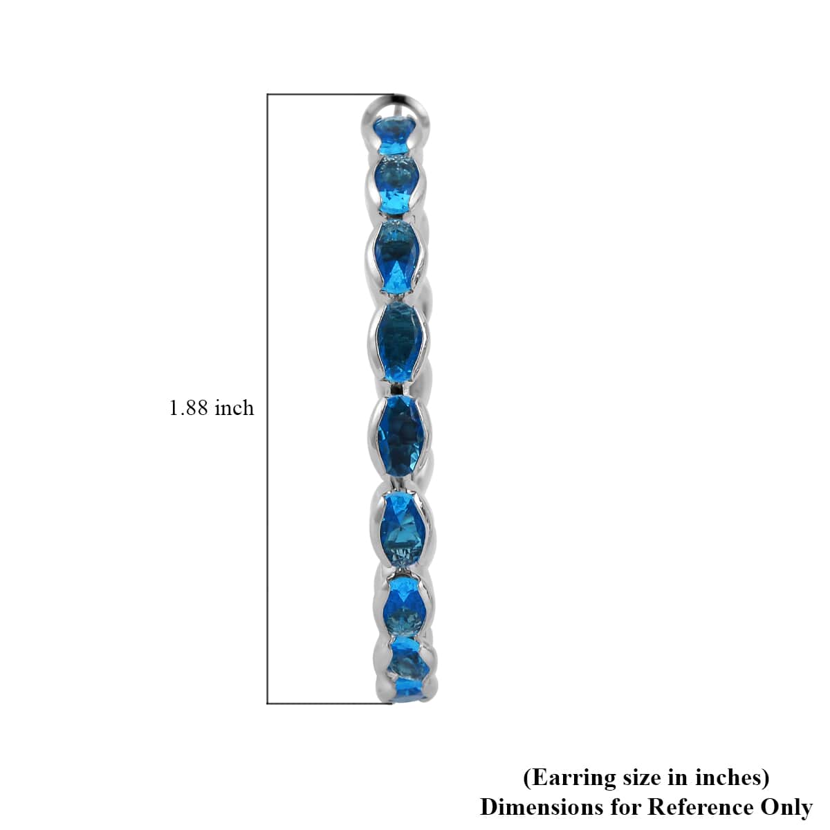 Bargain Deal Simulated Blue Sapphire Hoop Earrings in Silvertone image number 4