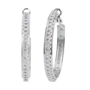 Simulated Diamond Hoop Earrings in Silvertone 6.00 ctw