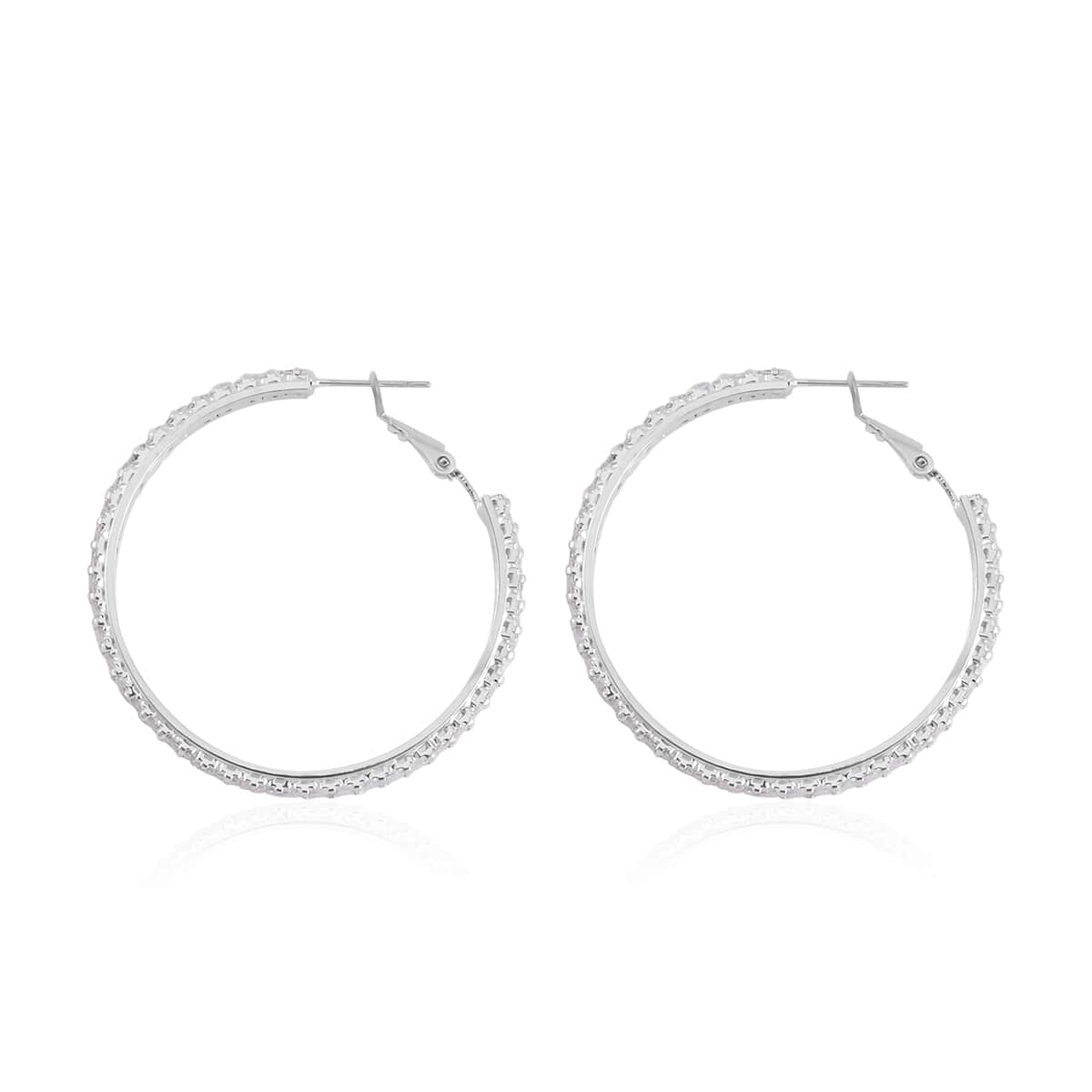Bargain Deal Simulated Diamond Hoop Earrings in Silvertone 6.00 ctw image number 3