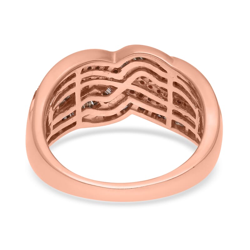 Natural Champagne Diamond Infinity Ring in Vermeil Rose Gold Over Sterling Silver (Size 10.0) 1.00 ctw