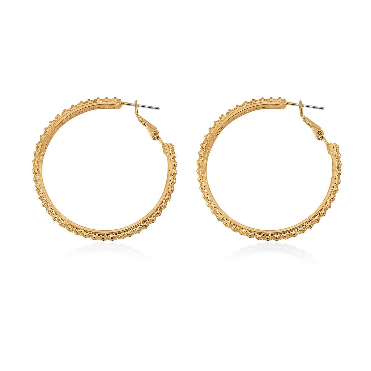 Simulated Yellow Diamond Hoop Earrings in Goldtone 6.00 ctw image number 2