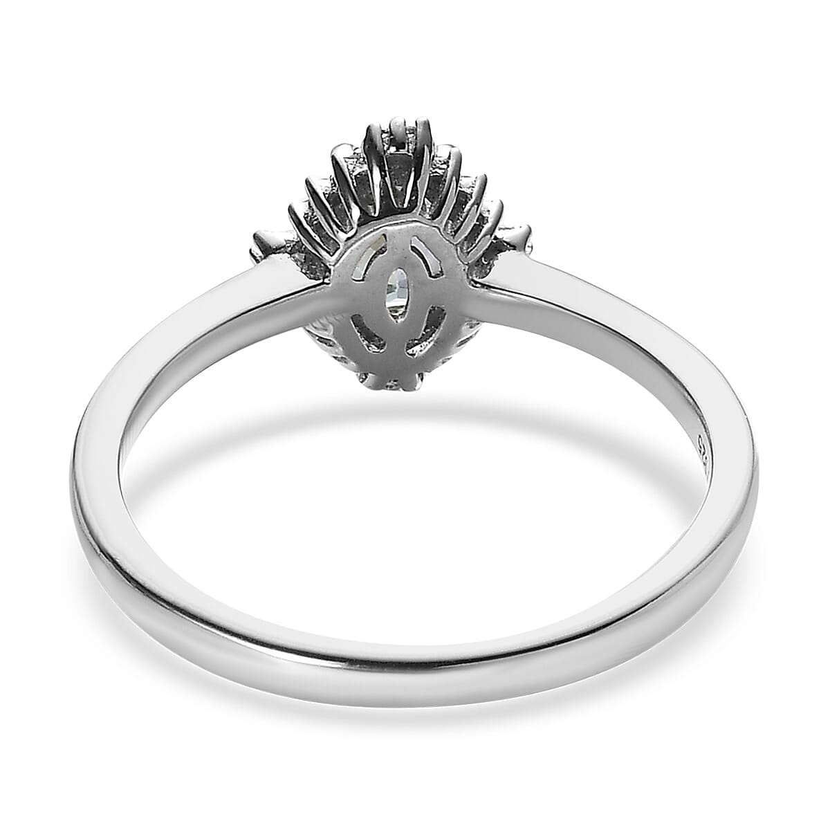 Green Tanzanite and Diamond Ballerina Halo Ring in Platinum Over Sterling Silver 0.75 ctw image number 4