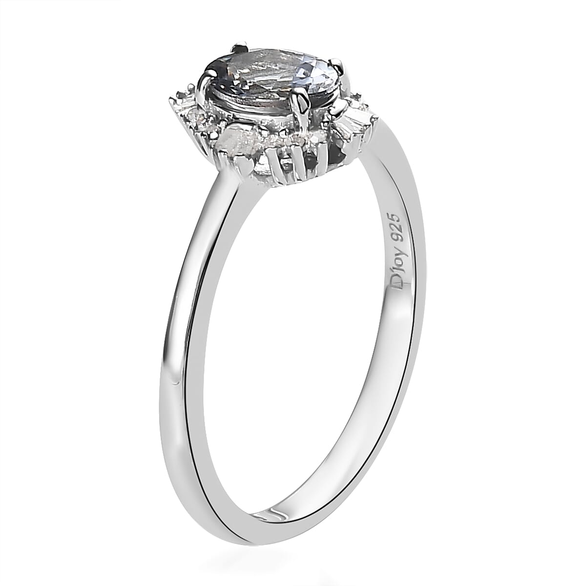 Green Tanzanite and Diamond Ballerina Halo Ring in Platinum Over Sterling Silver (Size 6.0) 0.75 ctw image number 3