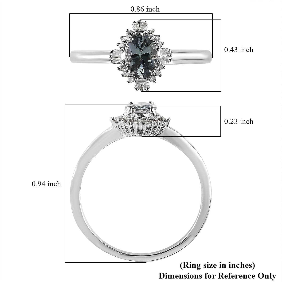 Green Tanzanite and Diamond Ballerina Halo Ring in Platinum Over Sterling Silver (Size 6.0) 0.75 ctw image number 5
