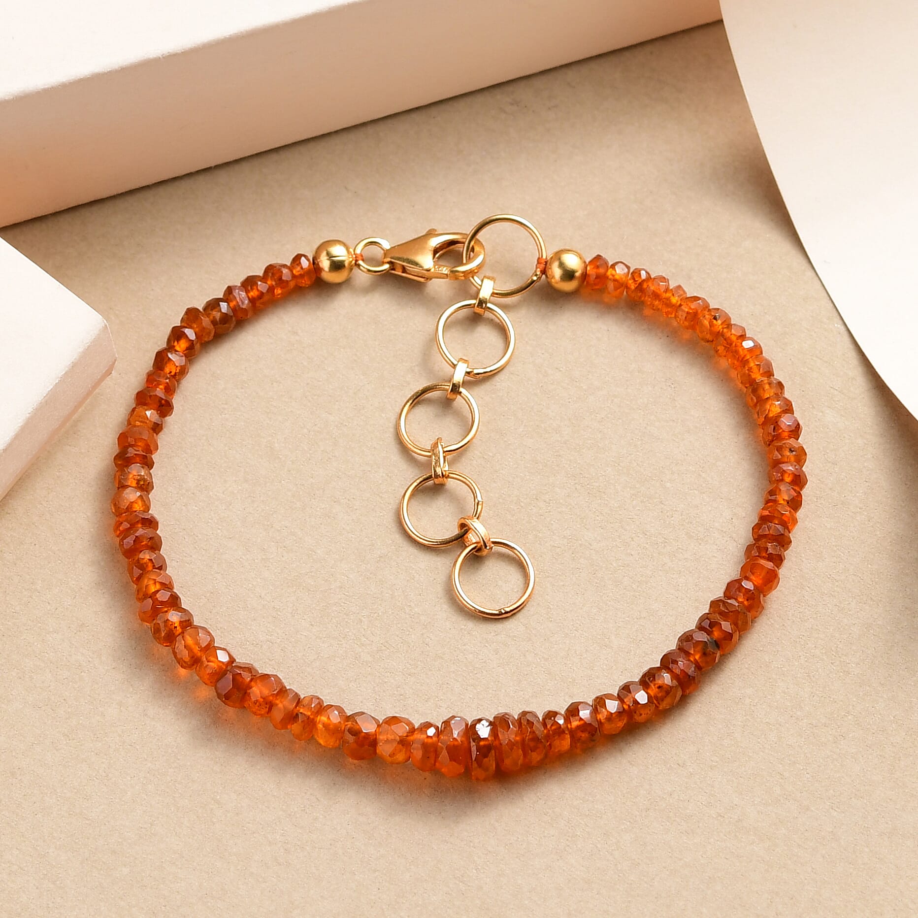 Tangerine Kyanite Beaded Bracelet in 14K Yellow Gold Over Sterling Silver (7.25 In) 28.00 ctw