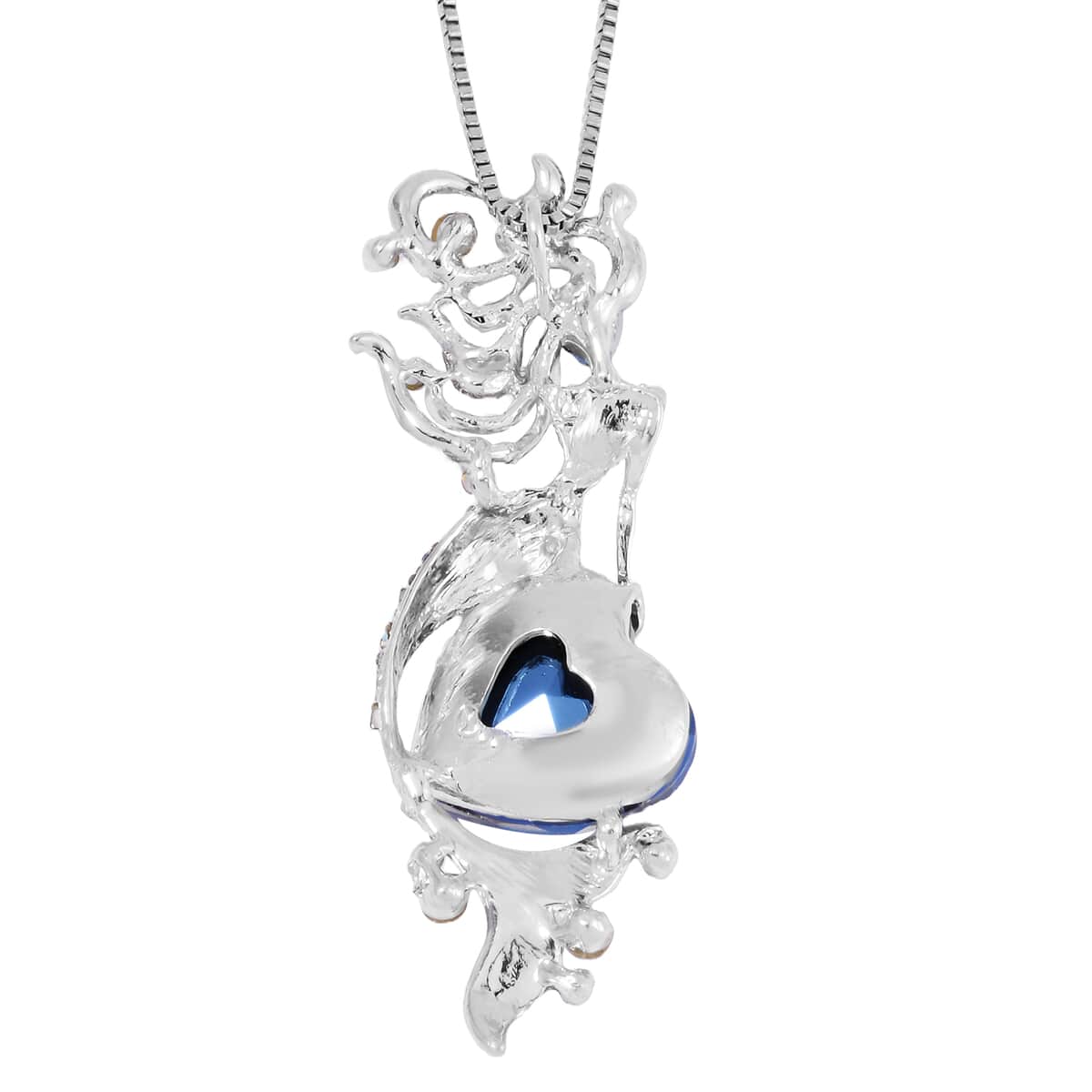 Blue Magic Color Glass and Simulated Mystic White Crystal Necklace in Silvertone 28-30 Inches image number 3