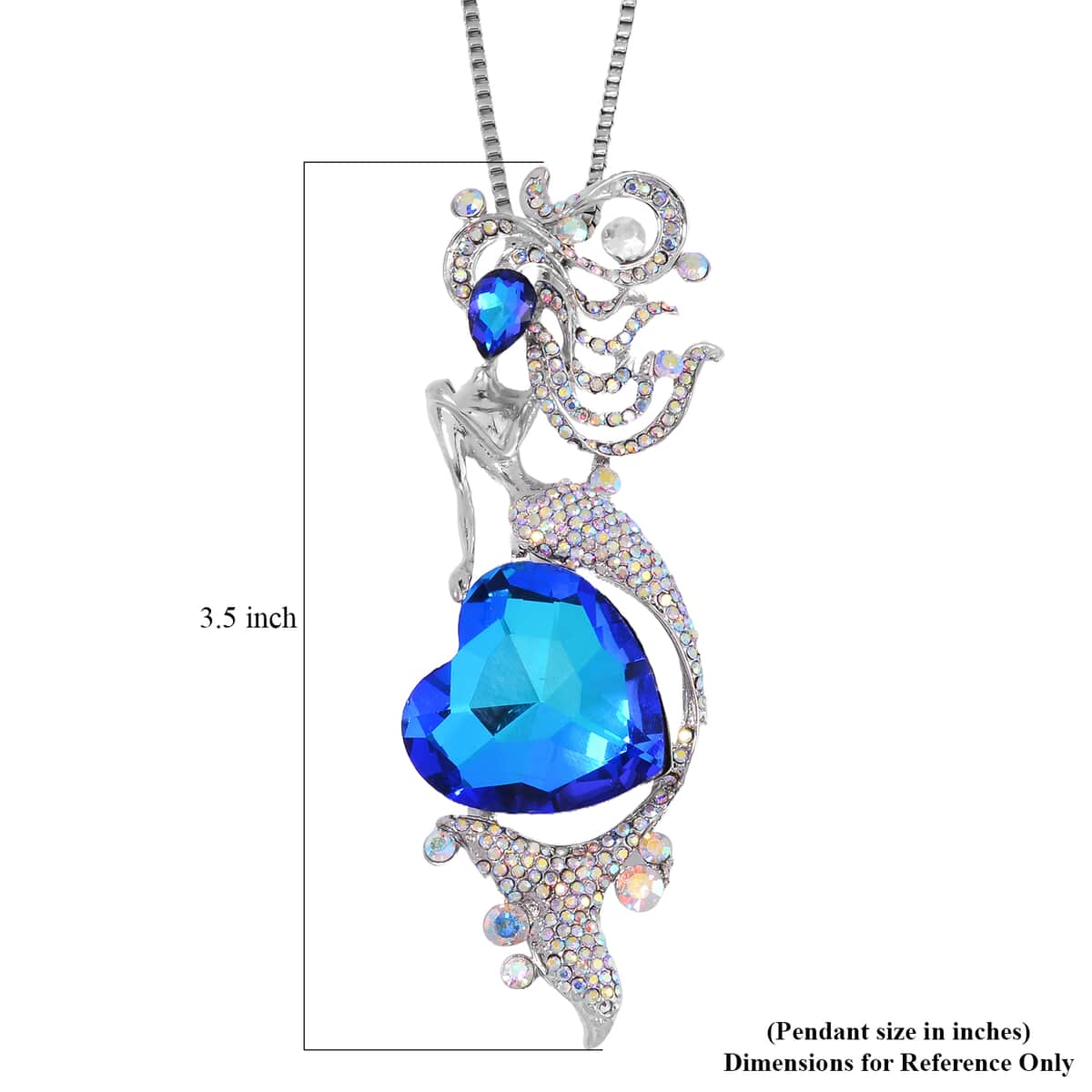 Blue Magic Color Glass and Simulated Mystic White Crystal Necklace in Silvertone 28-30 Inches image number 5