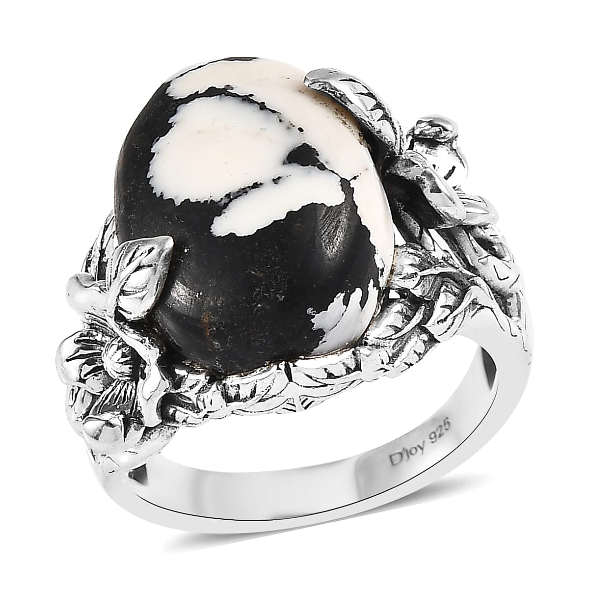 Artisan Crafted White Buffalo Floral Ring in Sterling Silver (Size 10.0) 9.90 ctw