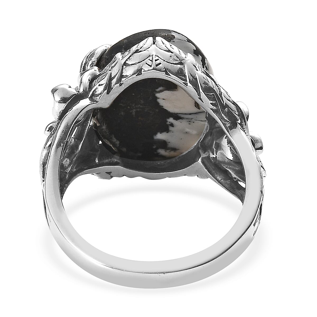 Artisan Crafted White Buffalo Floral Ring in Sterling Silver (Size 10.0) 9.90 ctw