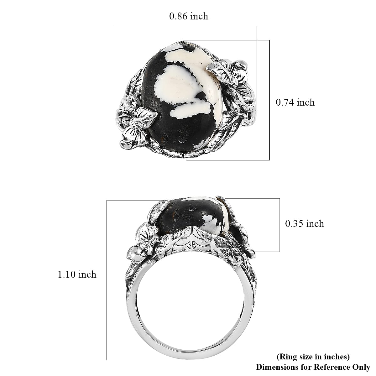 Artisan Crafted White Buffalo Floral Ring in Sterling Silver (Size 10.0) 9.90 ctw