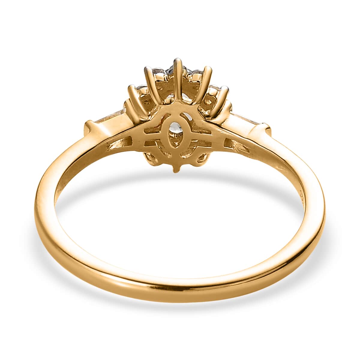 Premium Turkizite and White Zircon Sunburst Ring in Vermeil Yellow Gold Over Sterling Silver (Size 5.0) 1.00 ctw image number 4