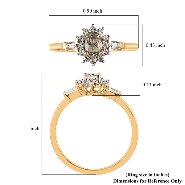 Premium Turkizite and White Zircon Sunburst Ring in Vermeil Yellow Gold Over Sterling Silver (Size 5.0) 1.00 ctw