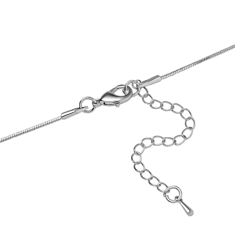 Blue Glass, Black and Mystic White Austrian Crystal Fish Necklace in Silvertone 28-30 Inches