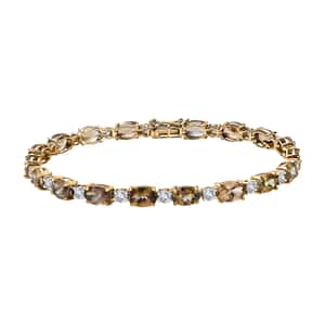 Luxoro 14K Yellow Gold Premium Golden Tanzanite and Moissanite Bracele (6.50 In) 4.60 Grams 9.50 ctw With Free Tanzanite Book 