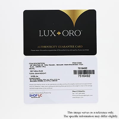 Luxoro 14K Yellow Gold Premium Golden Tanzanite and Moissanite Bracelet (6.50 In) 4.60 Grams 9.50 ctw
