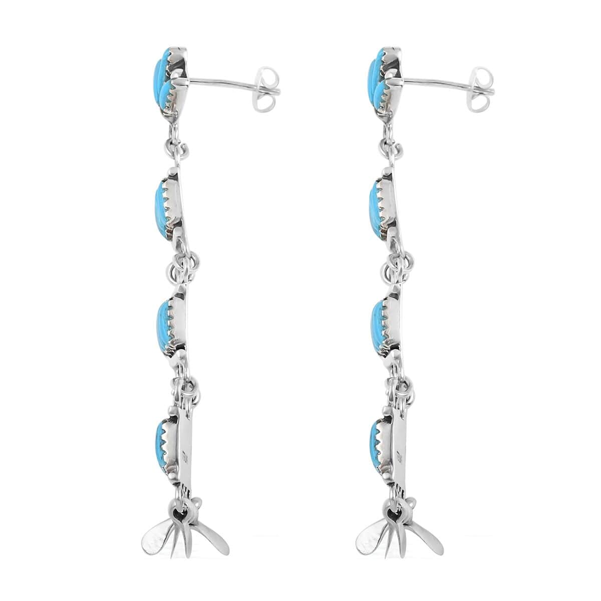 Mother’s Day Gift Santa Fe Style Kingman Turquoise Earrings in Sterling Silver 48.00 ctw image number 3