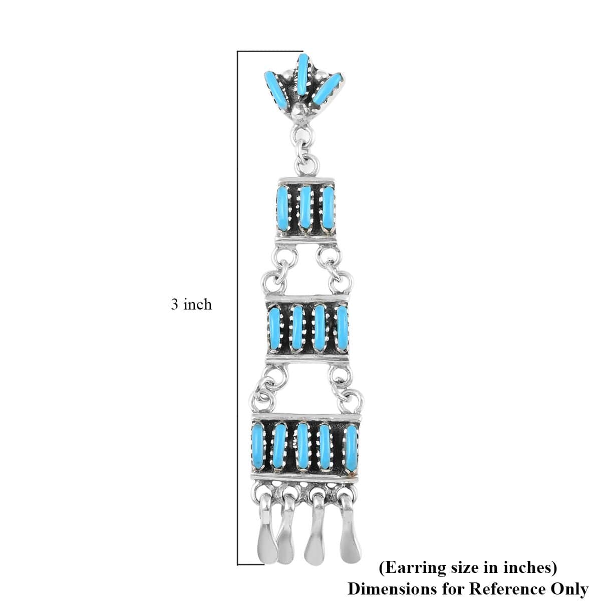 Mother’s Day Gift Santa Fe Style Kingman Turquoise Earrings in Sterling Silver 48.00 ctw image number 4