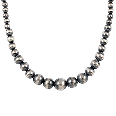Santa Fe Style Sterling Silver Navajo Pearl Necklace 20 Inches 39.40 Grams