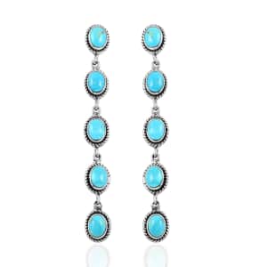 Santa Fe Style Kingman Turquoise Earrings in Sterling Silver 17.50 ctw