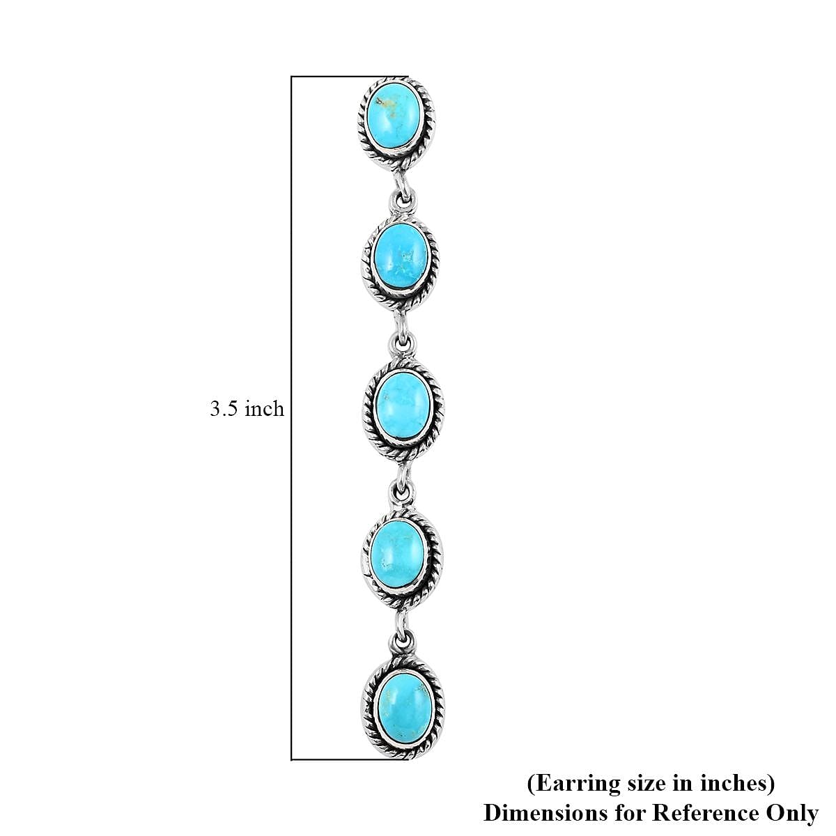 Santa Fe Style Kingman Turquoise Earrings in Sterling Silver 17.50 ctw image number 4