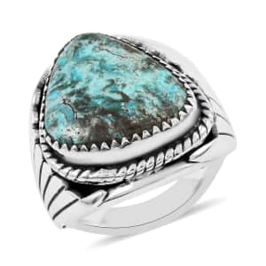 Mother’s Day Gift Santa Fe Style Kingman Turquoise Ring in Sterling Silver (Size 9.0) 5.65 ctw