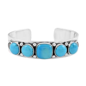 Mother’s Day Gift Santa Fe Style Kingman Turquoise Bracelet in Sterling Silver 22.00 ctw
