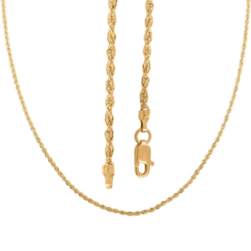 10K Yellow Gold Rope Chain Necklace, Gold Rope Necklace, 22 Inches Chain Necklace, Gold Chains For Her 1.5 Grams