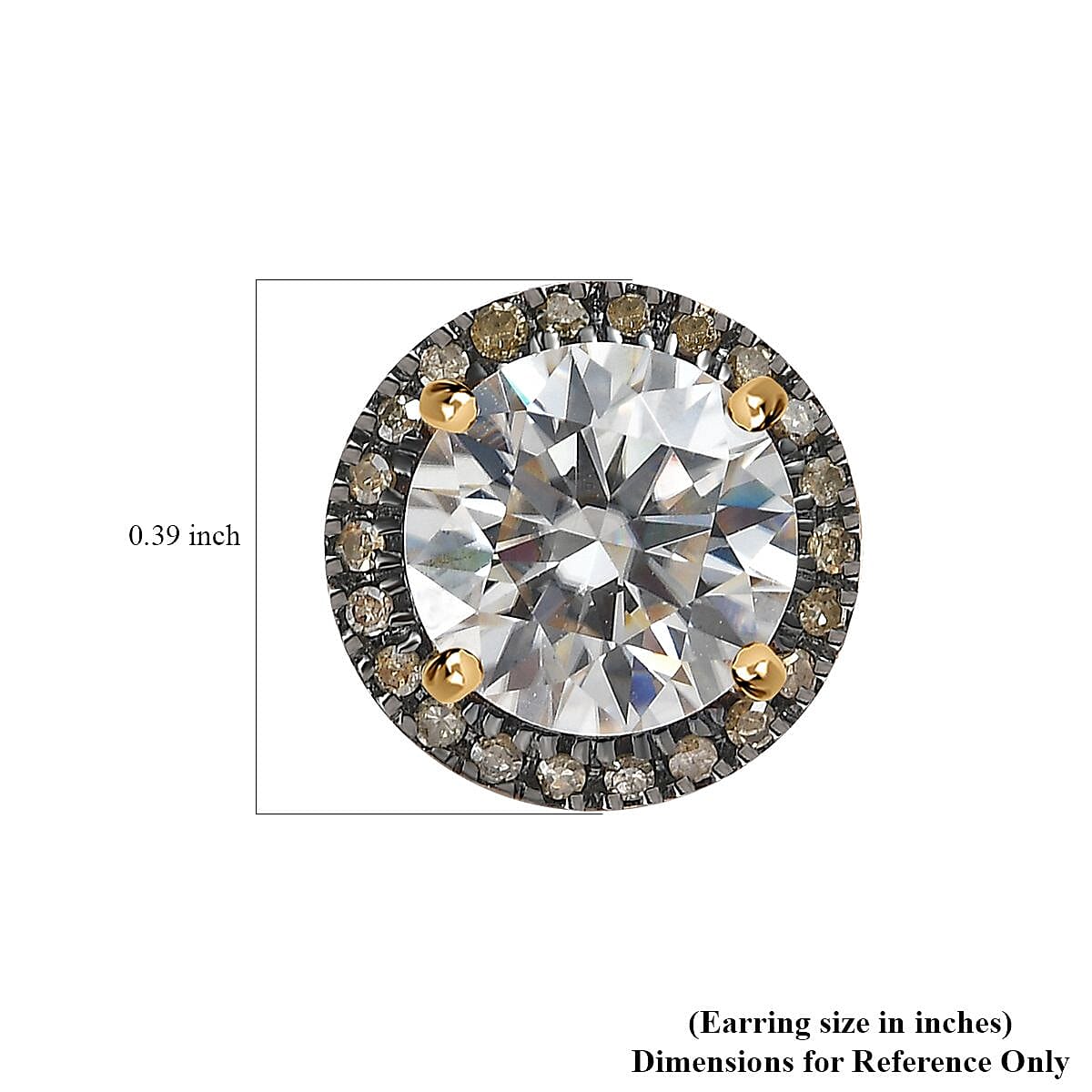 Luxoro 10K Yellow Gold Moissanite and Natural Champagne Diamond Double Halo Stud Earrings 2.60 ctw image number 5