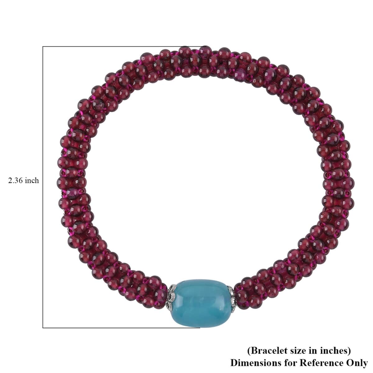 Amazonite, Mozambique Garnet Beaded Stretch Bracelet in Silvertone (6.00 In) 95.00 ctw image number 4