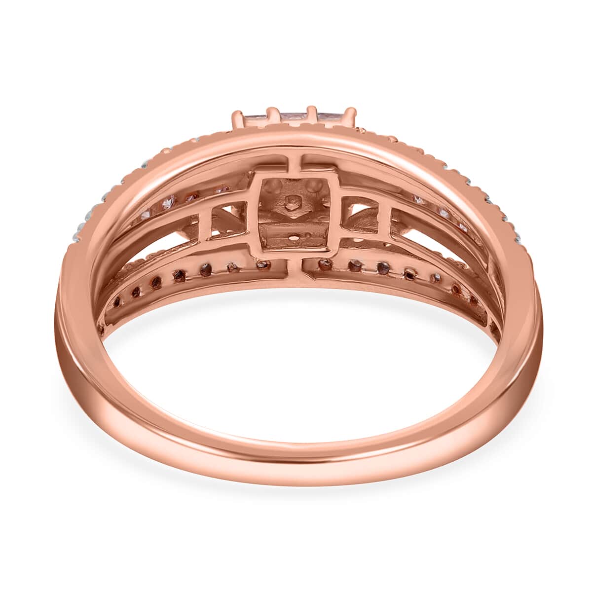 Luxoro 14K Rose Gold Natural Pink and White Diamond (I1-I2) Ring (Del. in 10-15 Days) 1.00 ctw image number 3