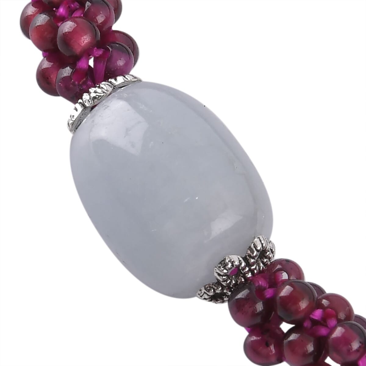 Aquamarine and Mozambique Garnet Beaded Stretch Bracelet in Silvertone 95.00 ctw image number 3
