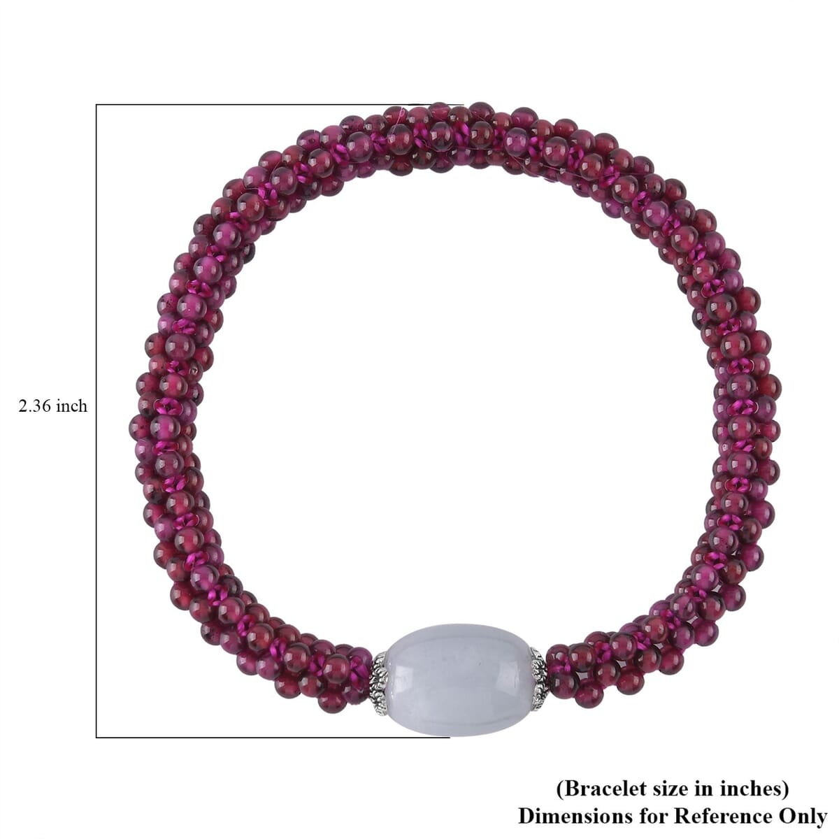 Aquamarine and Mozambique Garnet Beaded Stretch Bracelet in Silvertone 95.00 ctw image number 4