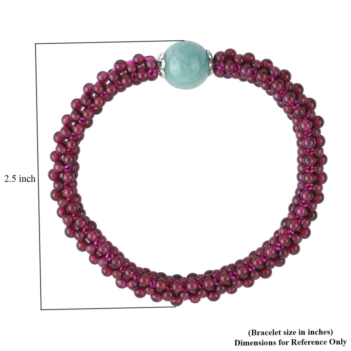 Amazonite and Mozambique Garnet Beaded Stretch Bracelet in Silvertone 99.00 ctw image number 3